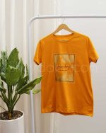 تیشرت نخ پنبه زنانه طلاکوب شده طرح گندم - Image 3